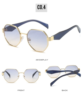 Lunettes de soleil octogonales en métal avec verres dégradés sous plusieurs angles