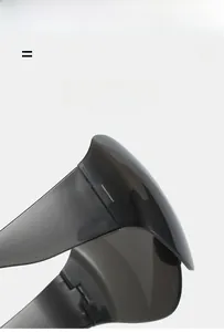 Detail of steampunk Y2K sunglasses showing the flexible hinge and translucent grey frame