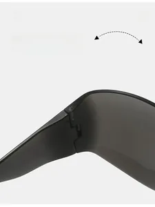 Macro detail of durable texture hinge on steampunk oversized Y2k trendy sunglasses