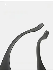 Detail of curved ergonomic temple tips on steampunk oversized Y2K sunglasses