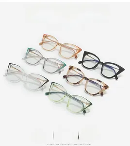 Close-up of TR90 alloy glasses frames in leopard print, black, and transparent colors