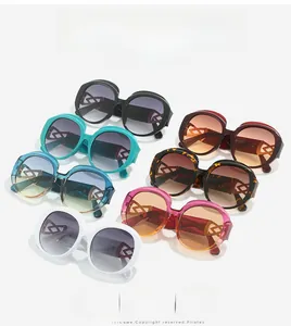 Detail view of oval sunglasses collection featuring hollow metal temples and various colors