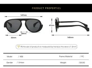 Tabella taglie dettagliata per occhiali da sole aviator con misure montatura in PC