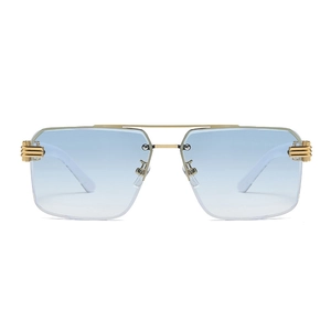 Fashion Oversized Square Rimless Sunglasses Metal Frame Gradient Lenses UV400 Retro Luxury Shades Eyewear For Women Men