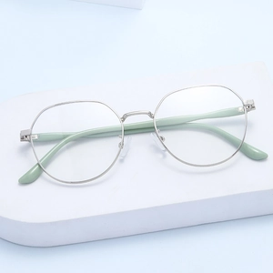 Polygonal Metal Frame Glasses Anti Blue Light Lightweight Optical Eyewear For Men Women Fashion Retro