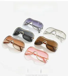 Detailed collection of Y2K wraparound sunglasses in multiple colors with metallic trim