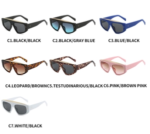 Collection of oversized flat top sunglasses in seven diverse colors and glossy frames