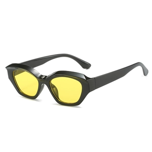 Classic cat-eye sunglasses with bold black frames and vibrant yellow lenses for women
