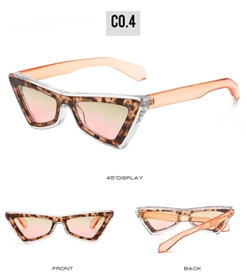 Detailed views of geometric cat eye sunglasses with tortoise shell frame and pink lenses