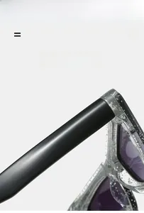 Macro detail of lightweight and elastic sunglasses frame with silver glitter texture