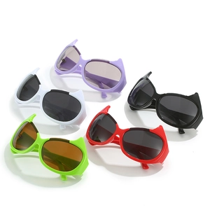 Y2K small devil cat-ear sunglasses in various colors for high-fashion hip-hop street style