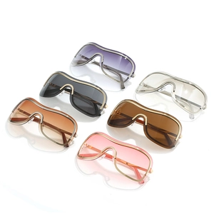 Chic Y2K wrap-around sunglasses in six trendy colors with sleek gold metallic frame