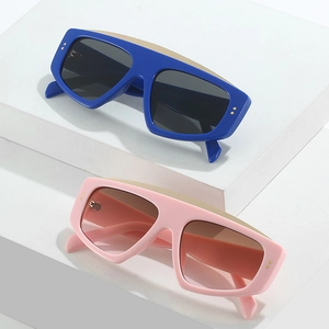Oversized square sunglasses in sapphire blue and cherry pink with UV400 protection