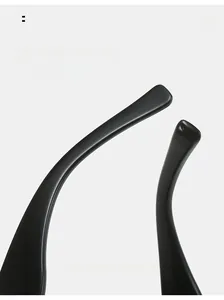 Detail of curved black ergonomic temples of polygon sunglasses for comfortable wear