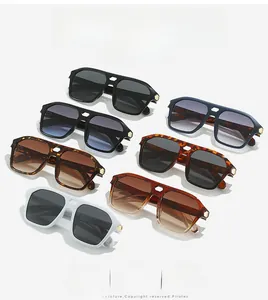Matrix display of vintage square sunglasses in 7 colors with stylish golden hinge details