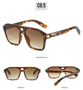 Retro tortoise shell sunglasses with gradient brown lenses and hexagon metal accents