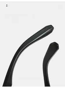Detail view of glossy black curved temple legs for comfortable wear and stable fit