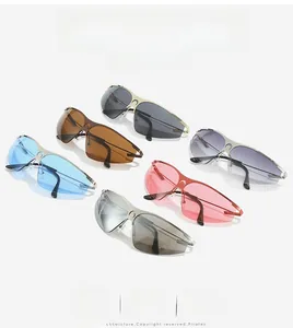 Fashionable semi-rimless sports sunglasses in multiple gradient lens colors for outdoor use