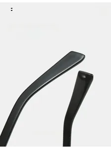 Detail of curved black glossy sunglasses temples designed for comfortable outdoor wear