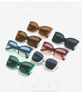 Detailed view of cat eye sunglasses array in various trendy colors and gradient lenses