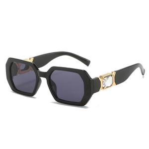 Fashion Hexagonal Sunglasses For Women Retro PC Frame UV400 Protection Trendy Polygon Rhinestone Metal Temple Luxury Eyewear