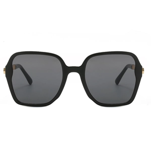 Classic oversized square sunglasses with black resin frames and gold metal accents