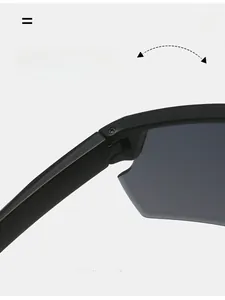 Detailansicht des robusten mattschwarzen Scharniers einer Sport-Sonnenbrille