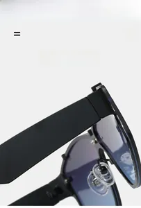 Détail macro de la charnière métallique et des plaquettes sur lunettes de soleil