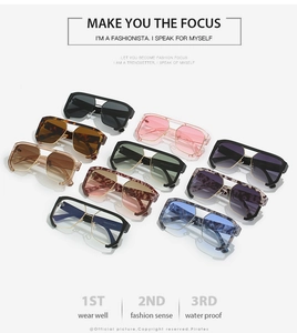 Detailed grid of oversized punk hip hop sunglasses in nine stylish color variations
