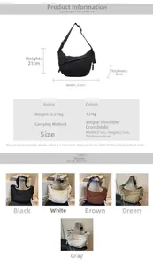 Dettagli dimensionali per una borsa a tracolla trapuntata in nylon con tracolla