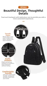 Close-up of leopard print backpack featuring smooth zippers and silver metal hardware
