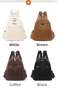Leopard pattern backpack in white, brown, coffee, and black color options
