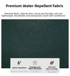 Close-up of waterproof dark green faux leather texture showing soft and durable material