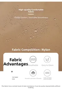 Detailed macro view of khaki waterproof nylon fabric with water droplets on the surface