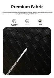 Close-up of black woven leather texture showing soft, durable, and skin-friendly fabric