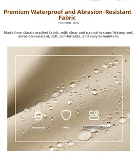 Close-up of waterproof nylon fabric with water droplets showing durable texture