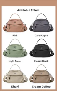 Sélection de sacs bandoulière en nylon colorés en rose, violet, vert, noir et kaki