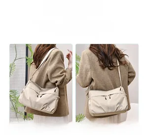 Water-resistant nylon crossbody bag shown as shoulder and crossbody styles