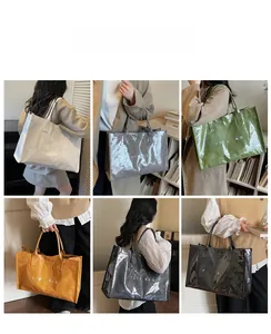 Close-up of a versatile Tyvek tote bag shown in six stylish colors on a model