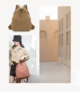 Detail showing versatile water-resistant nylon backpack and handbag with adjustable straps