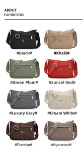 Matrix layout showing eight stylish colors of the waterproof nylon crossbody bag