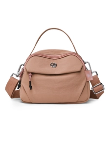 Sac bandoulière minimaliste en nylon marron clair avec bandoulière et poignée