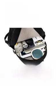 Detailed internal view of large capacity waterproof travel backpack with storage pockets