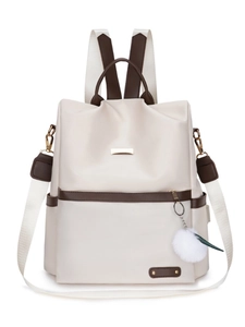 Zaino Da Donna In Tessuto Oxford Antifurto Grande Capacità Viaggio Casual Moda Con Ciondolo A Pompon