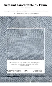 Détail d'étanchéité du sac à dos en nylon bleu clair montrant la résistance aux éclaboussures