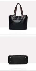Vue détaillée du sac cabas noir avec poche arrière zippée et pieds métalliques
