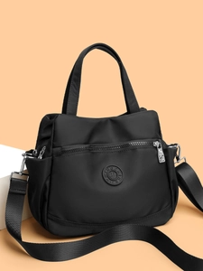 Fashionable black nylon multi-layer large capacity handbag and crossbody bag for women