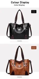 Détails des sacs cabas en cuir noir et marron avec texture et bandoulière amovible