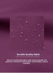 Close-up of waterproof purple oxford fabric showing durable texture and water droplets