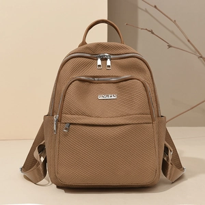 Sac À Dos Femme Mode Grande Capacité Texture Tissée Gaufre Antivol Sac De Voyage Décontracté Imperméable Élégant